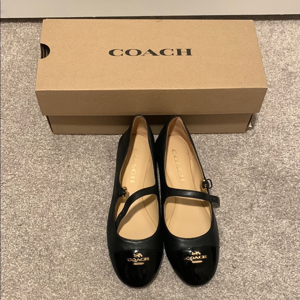 Coach Black Patent Leather Mary Jane Flats
